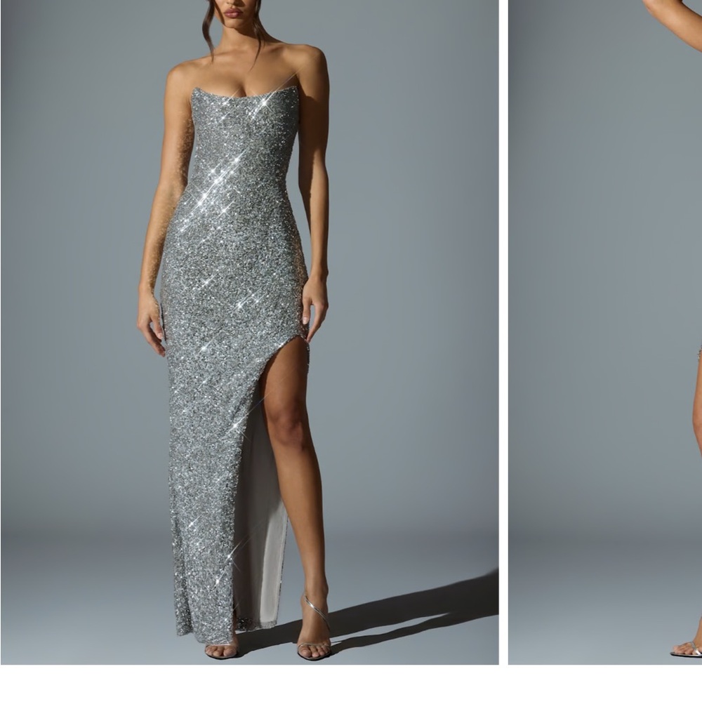 Oh Polly Silver Asymmetrical Dress